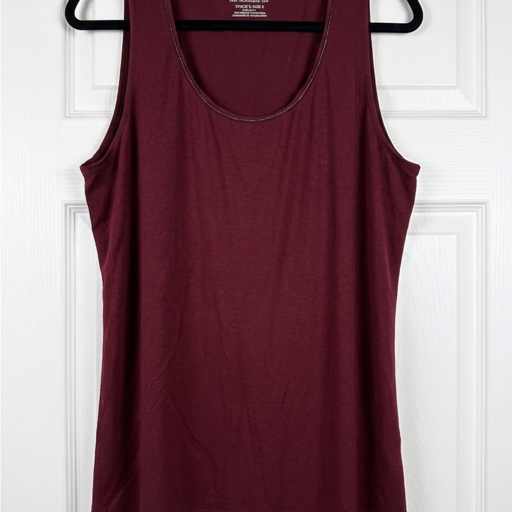 Chico's sz 3 Burgundy Scoop Neck with silver accents Tank Top